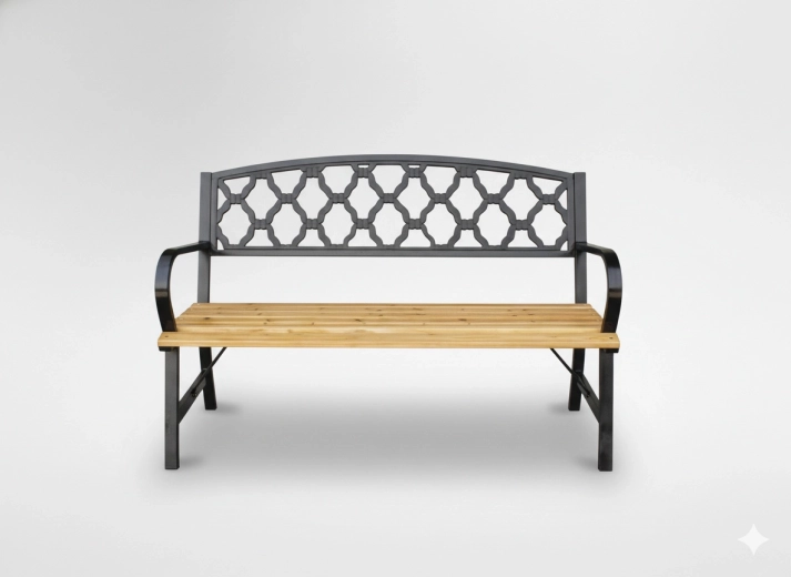120 cm-es kerti pad fából és acélból