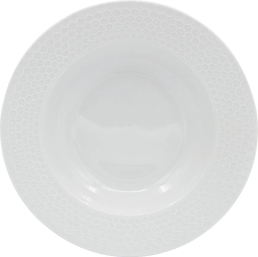 Honeycomb mély porcelántányér, fehér, 25,5 cm