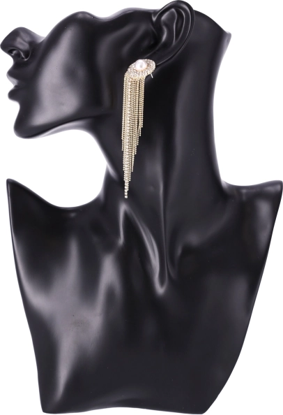 Hosszú fülbevaló lógó kristályokkal - arany