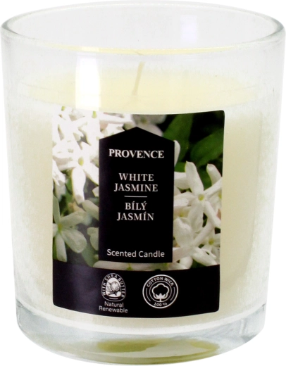 Illatgyertya üvegben Fehér jázmin 7 × 8 cm