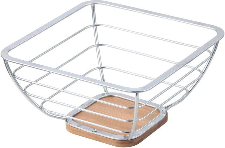 Króm és bambusz gyümölcstál 24 × 24 × 12 cm