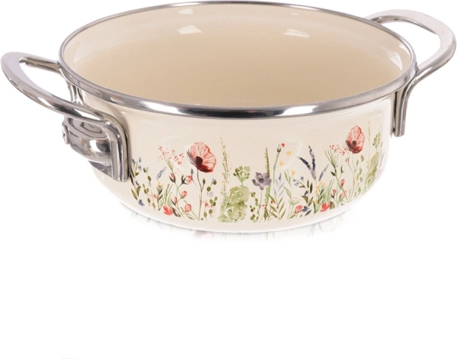 Krém színű zománcozott fazék Maki 16 cm, 950 ml
