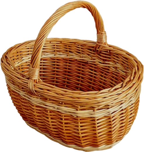 Kisebb, lakkozott fűzfavessző gyümölcskosár 32 × 28 × 25 cm