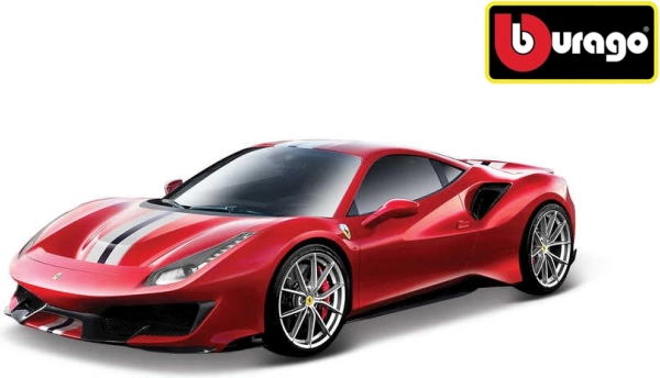 Bburago Ferrari 488 Pista 1:24 fém modell, piros