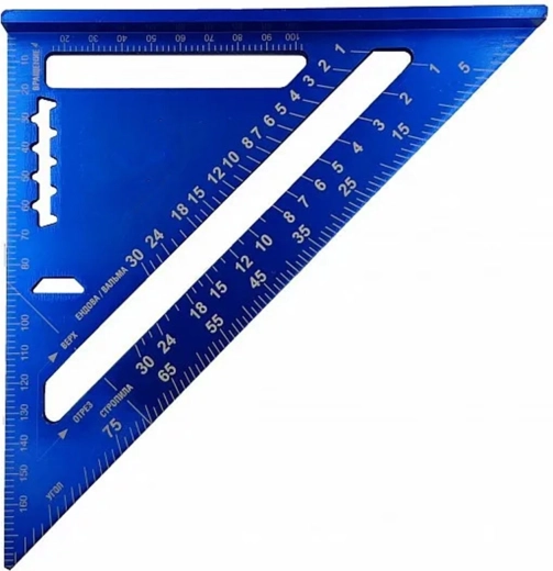 Renew Force ács derékszög 180 mm (7") kék, lézergravírozott skálával + kesztyű és 3 ács ceruza