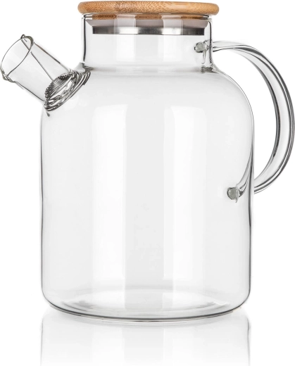 Rino üveg teás- és kávéskancsó 1,5 l bambusz fedővel