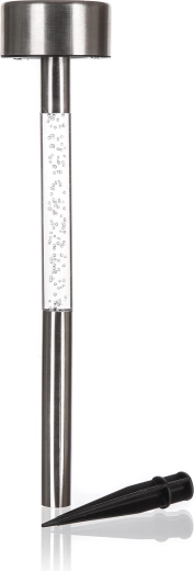 Neon rozsdamentes acél napelemes kerti lámpa, átmérő 5,5 cm, magasság 33 cm