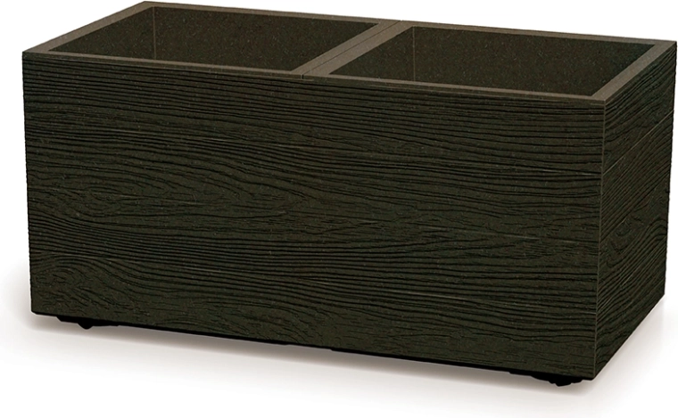 Műanyag, fa hatású virágláda 77 cm, kávébarna, PROSPERPLAST Madera Case