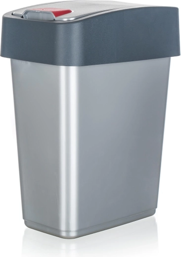Billenős szemetes 10 l – ezüst/szürke műanyag