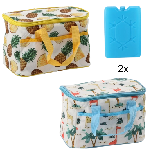 6 l-es hűtőtáska hűtőbetétekkel, ananászmintával