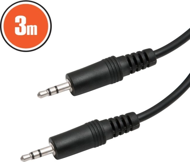 Audio kábel jack 3,5 mm – jack 3,5 mm, 3 m, fekete