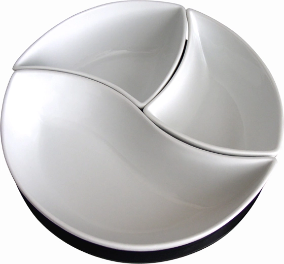 Toro Vlnka forgatható fa tálcával ellátott kerámia tálkakészlet