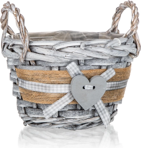 GRIS kerek fonott kosár fogantyúkkal 14 × 10 cm, szürke