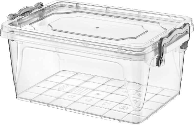 Műanyag tárolódoboz klipszekkel 1,5 l, átlátszó