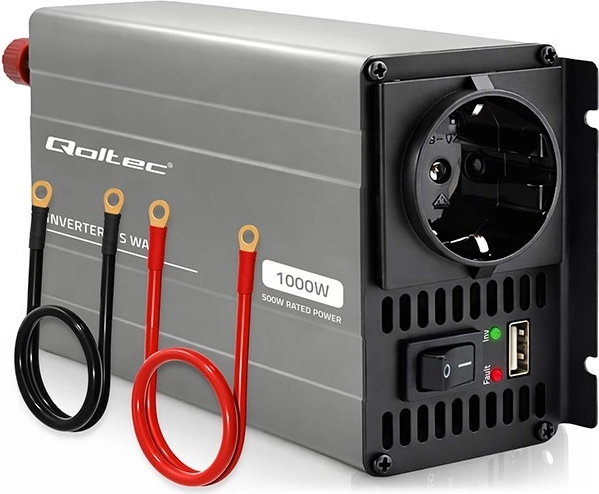Qoltec MS Wave feszültségátalakító 12 V-ról 230 V-ra 500/1000 W