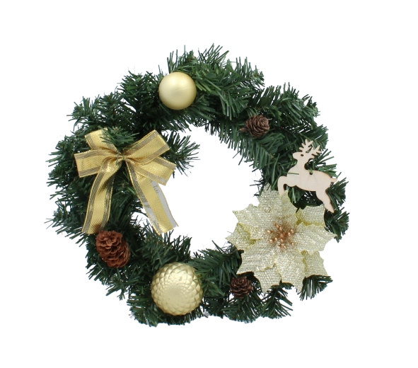 Arany karácsonyi koszorú 30 cm