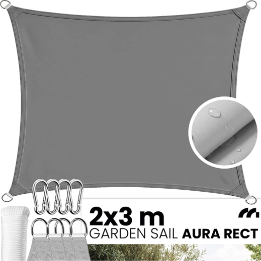 AURA téglalap alakú kerti árnyékoló vitorla 2 × 3 m szürke