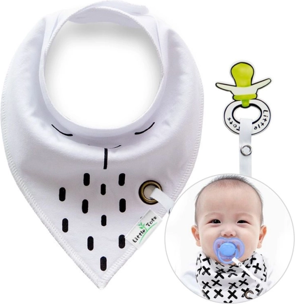 Előkét szilikoncsattal cumihoz - fehér