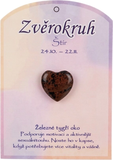 Természetes vas tigrisszem kő szív alakban – Skorpió