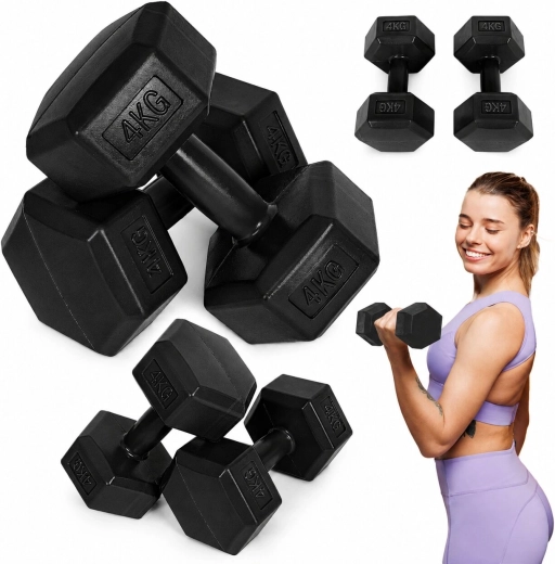 MOVEPRO hatszögletű kézisúlyzók 2×4 kg (fekete)