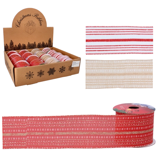 Karácsonyi dekoratív szalag színes csíkokkal 6,3 cm × 2,7 m