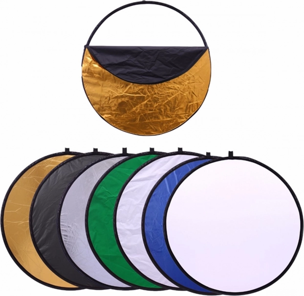 Összecsukható fotós derítőlap 7 az 1-ben, kör alakú 60 cm diffúzorral