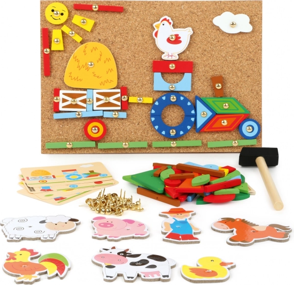 Kalapálós mozaik A farmon – kreatív parafa mozaik gyerekeknek