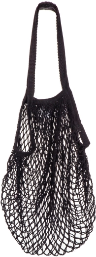 PRETTY UP hálós bevásárlótáska hosszú füllel, fekete 35 × 35 cm