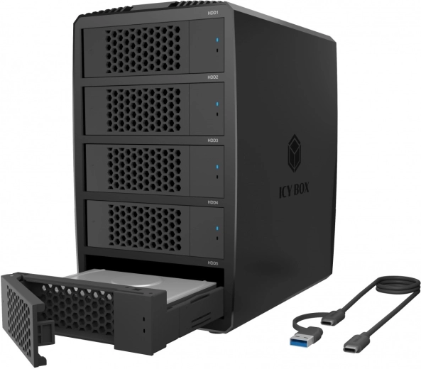 Külső RAID ház ICY BOX 5× SATA meghajtóhoz 2,5/3,5"