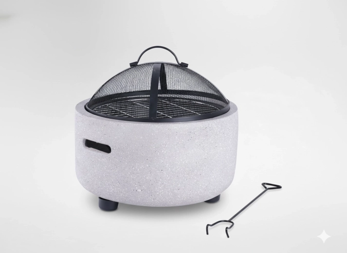 Kerti tűzrakó fedéllel és parázshúzóval 43 × 43 × 38,5 cm