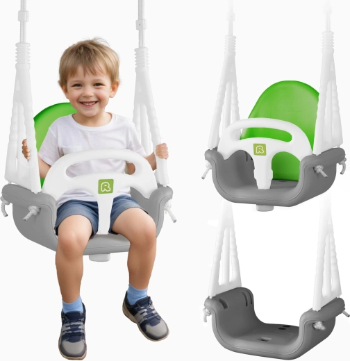 Ricokids Elefánt 3 az 1-ben gyermek hintaszék/hinta, szürke-zöld