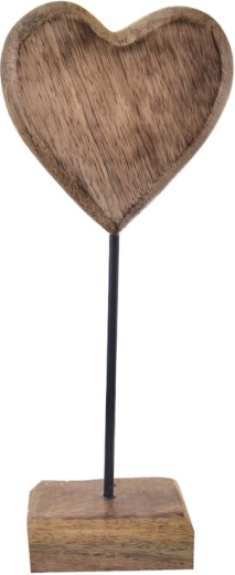 Mangófa szív dekoráció talppal, 25 cm