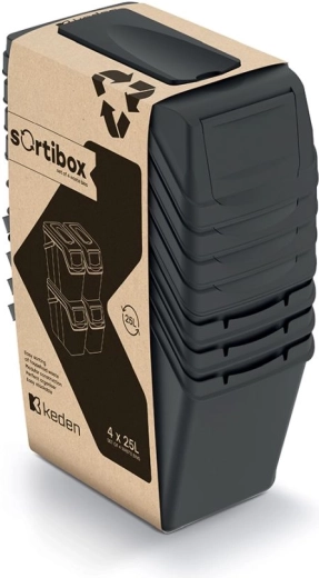 SORTIBOX szelektáló kuka szett 4×25 l fekete – Prosperplast