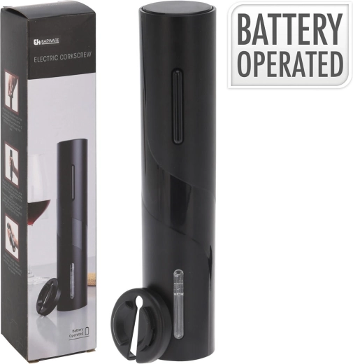 Elektromos dugóhúzó fóliavágóval, 23 cm, fekete