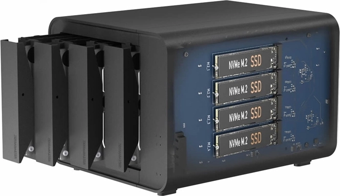TerraMaster D8 Hybrid külső DAS lemezmeghajtó ház 8 meghajtóhoz (4× SATA + 4× M.2 NVMe)