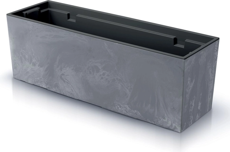 Betonhatású balkonláda betéttel, 77 cm, marengo