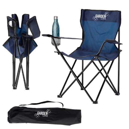 Összecsukható túra- és horgászszék, kék, 50 × 50 × 80 cm