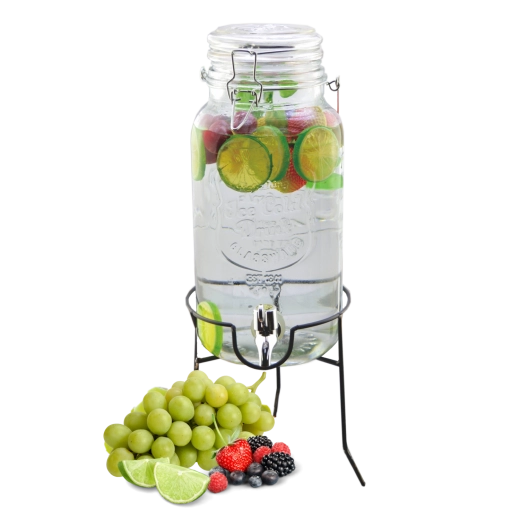 Üveg italadagoló csappal, állvánnyal, 4 l