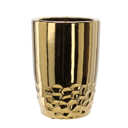 Kerámia kaspó 30,5 × 30,5 × 42,5 cm arany