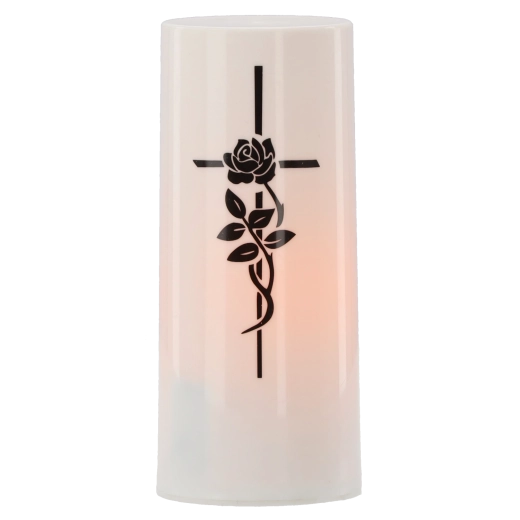 LED betét mécseshez élőláng-hatással és kereszttel