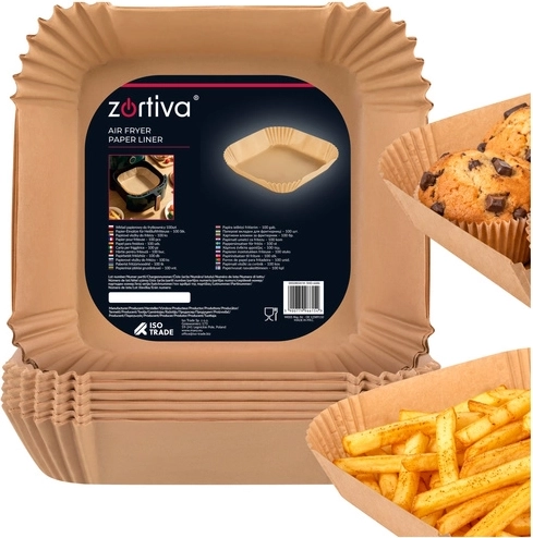 Zortiva papírbetétek forrólevegős fritőzbe 23 × 23 cm, 100 db