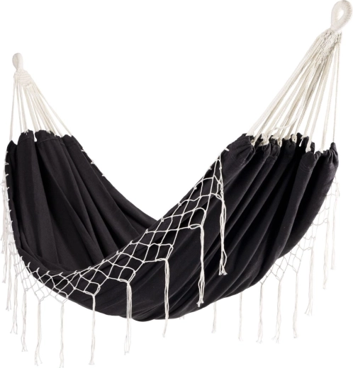 Kétszemélyes kerti függőágy boho grafit 200 × 150 cm – 1 db