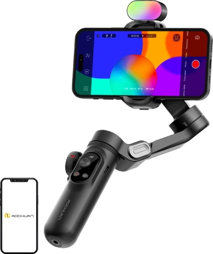 Aochuan Smart X Pro 3 tengelyes mobilstabilizátor RGB fénnyel, fekete
