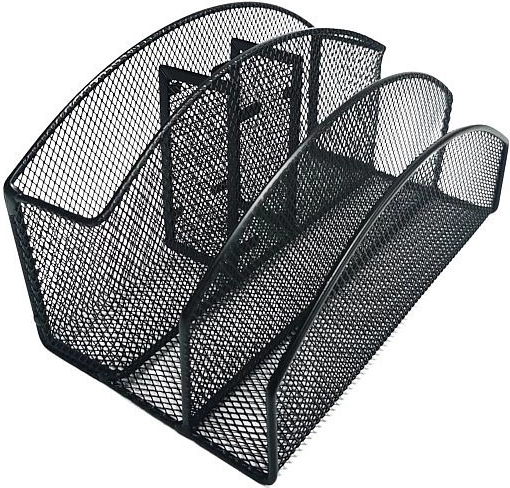 Fém asztali rendszerező, 5 rekesszel, fekete