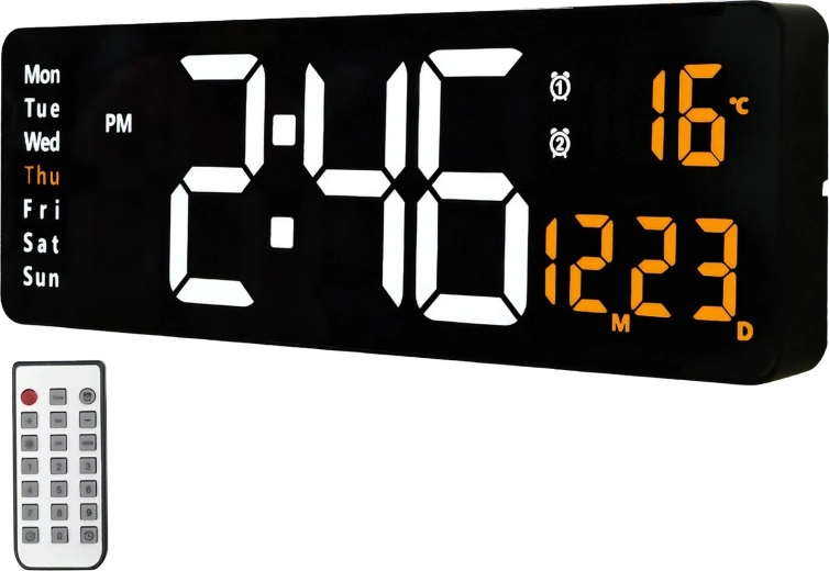 XXL LED digitális fali óra 39 cm RENEW FORCE távirányítóval