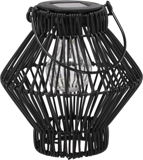 Fekete fém napelemes lámpás 19 cm LED-del