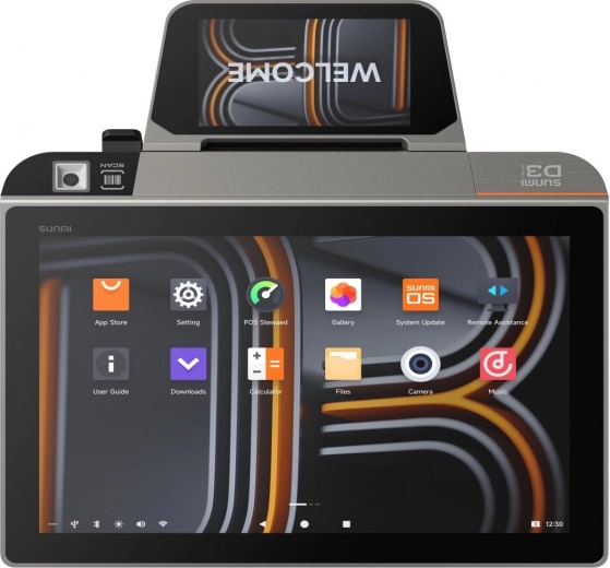 SUNMI D3 Mini pénztárterminál 10,1" + 4,0" szkennerrel és 80 mm-es nyomtatóval, 3 GB RAM, 32 GB tárhely