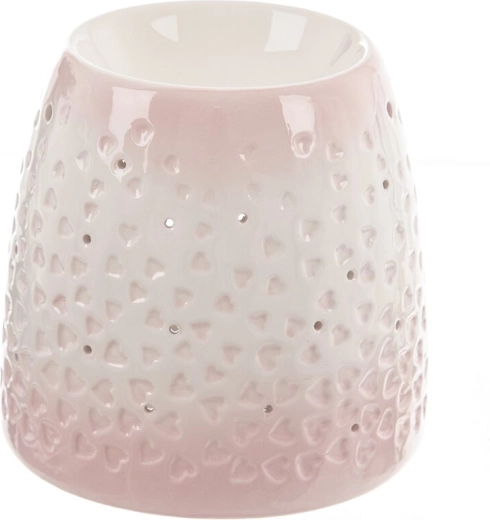 Kerámia aromalámpa szív alakban, rózsaszín–fehér, 13 cm