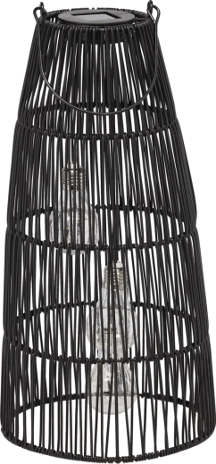 Napelemes fekete fém lampion 47 cm