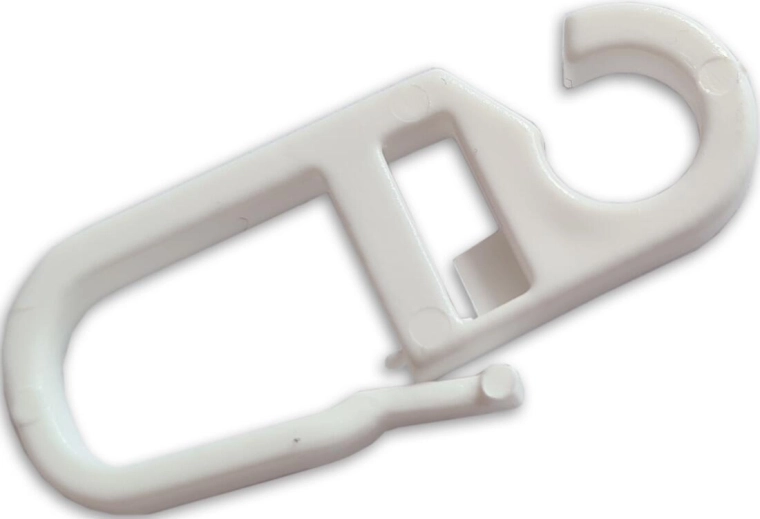 Műanyag függönyakasztó, fehér, 10 darabos csomag